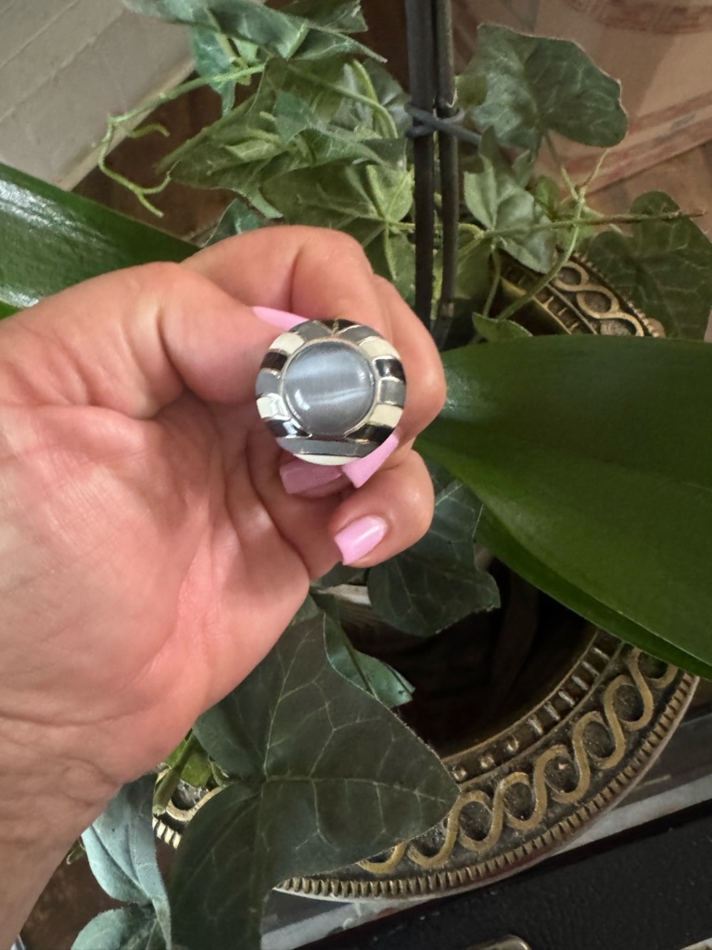 Fashion Jewelry Stealing steel Ring with Cat's Eye Center
